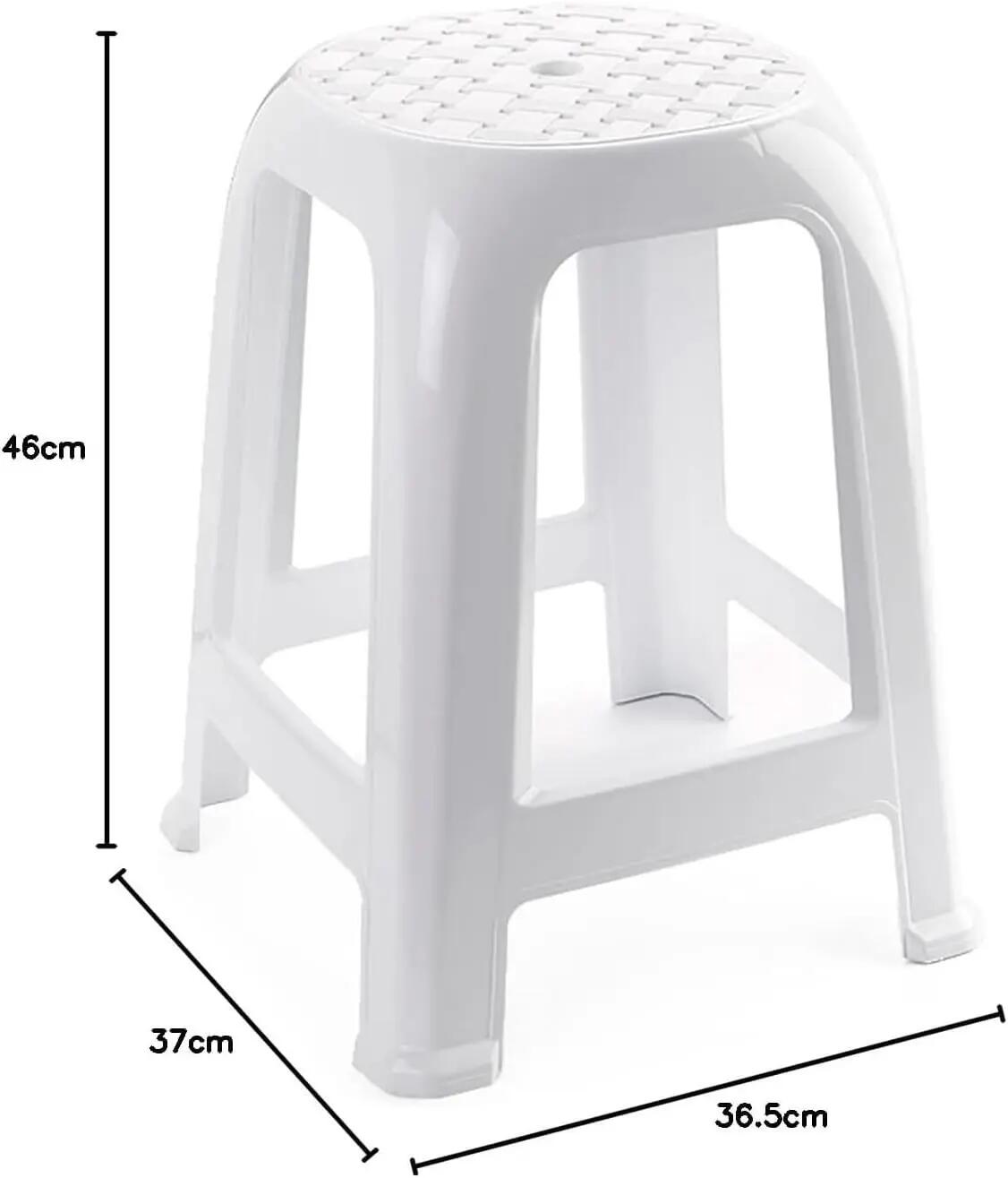 2X Taburete Silla de plástico Asiento apilable Banco (2X Blanco) 3/6