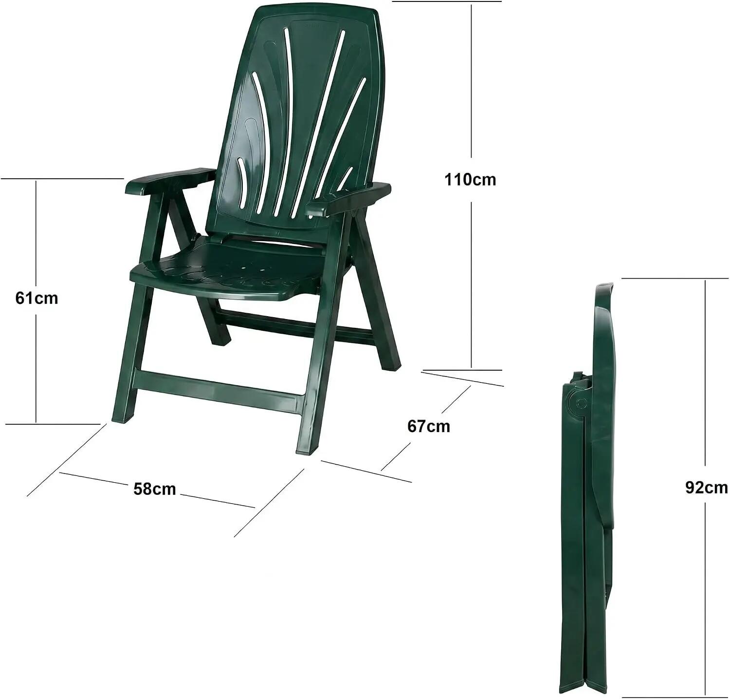 Silla Tumbona Plegable 5 Posiciones de Exterior, reclinables de Resina (Verde) 3/4