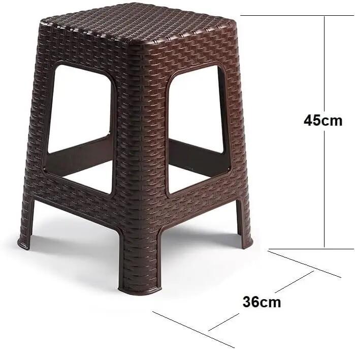 2X Taburete plástico ratán para Interior y Exterior, 36x36x45cm (2, Wengue) 3/6
