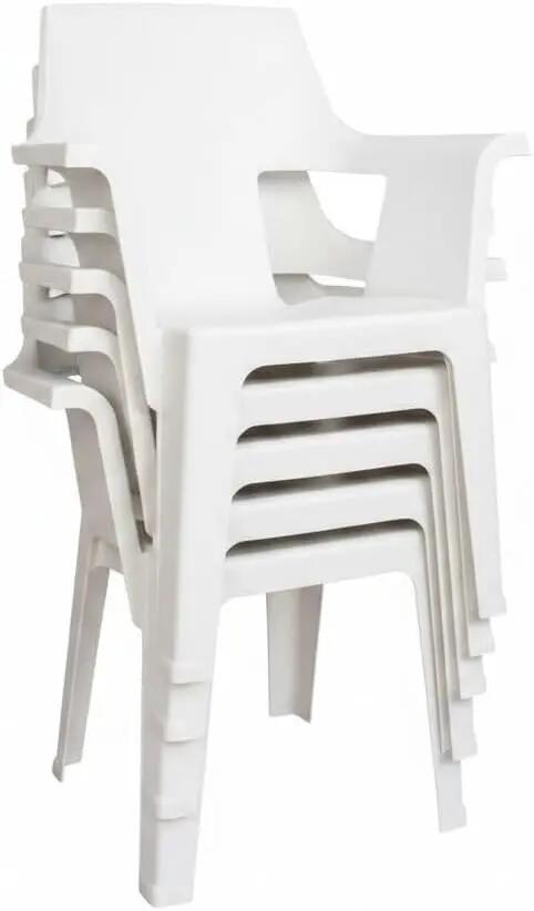 Set de Sillas Plasticas, Camping, Exterior, Apilables, Moderno (4X Blanco) 5/7
