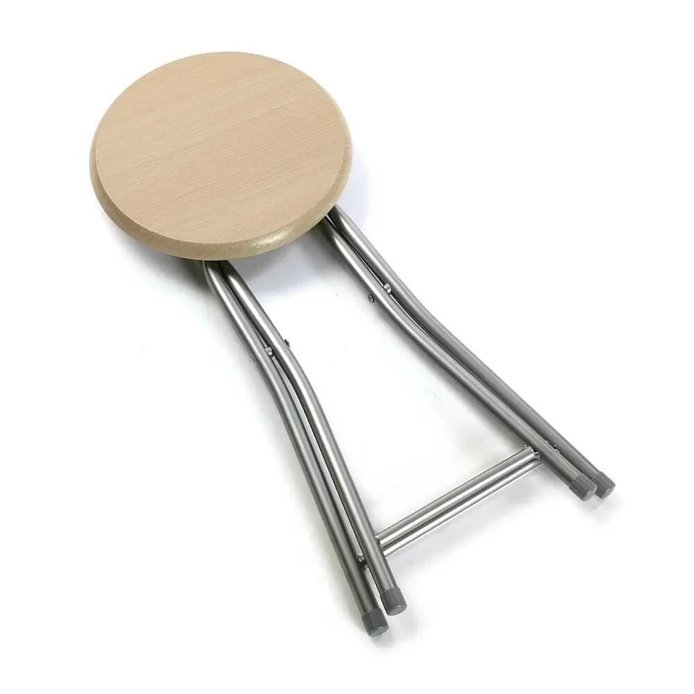 Taburete silla plegable de metal con madera 2/2