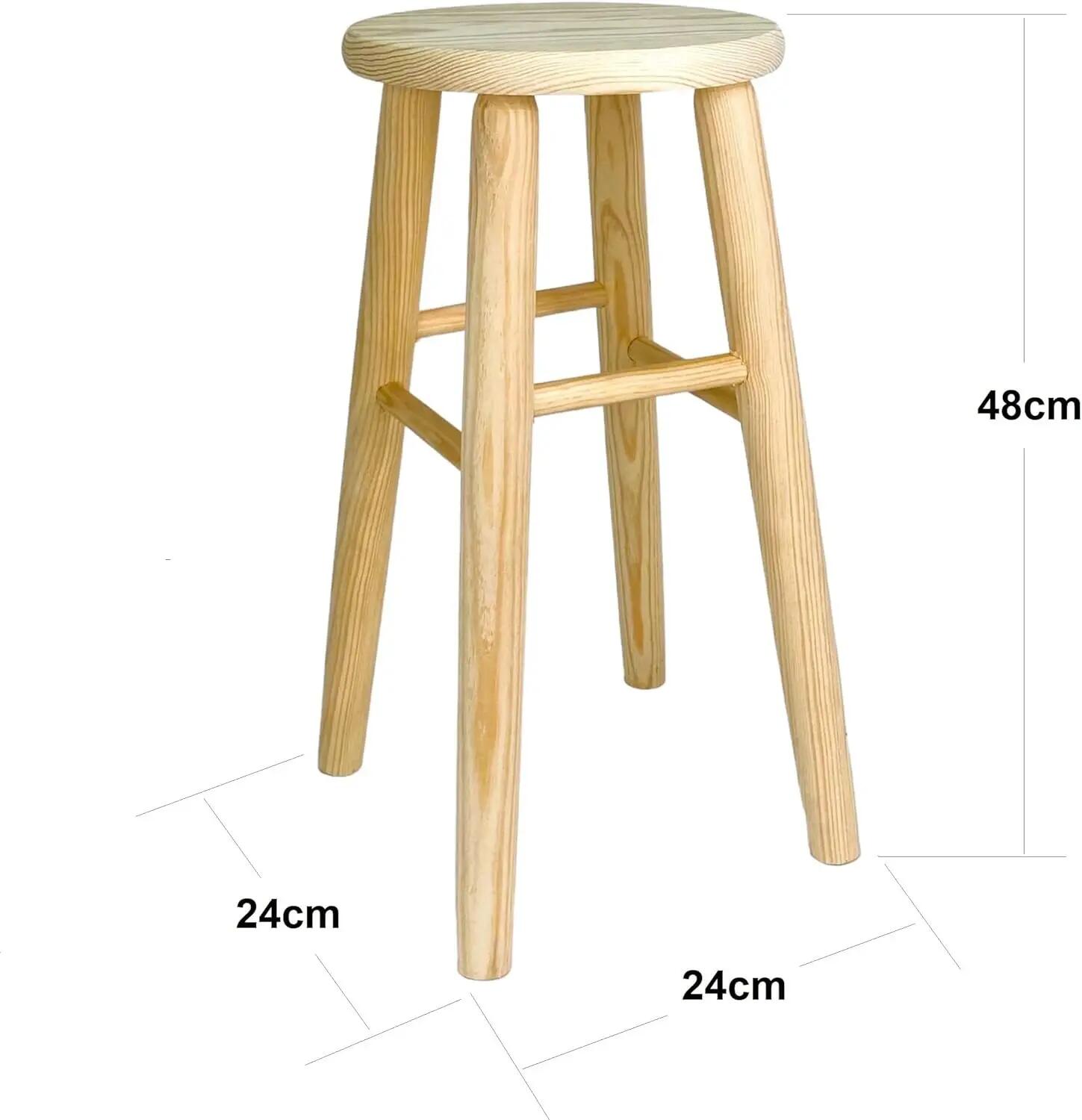 Taburete de Madera Natural sin Tratar 48x24cm. (2X Redondo - 47x24cm) 3/7