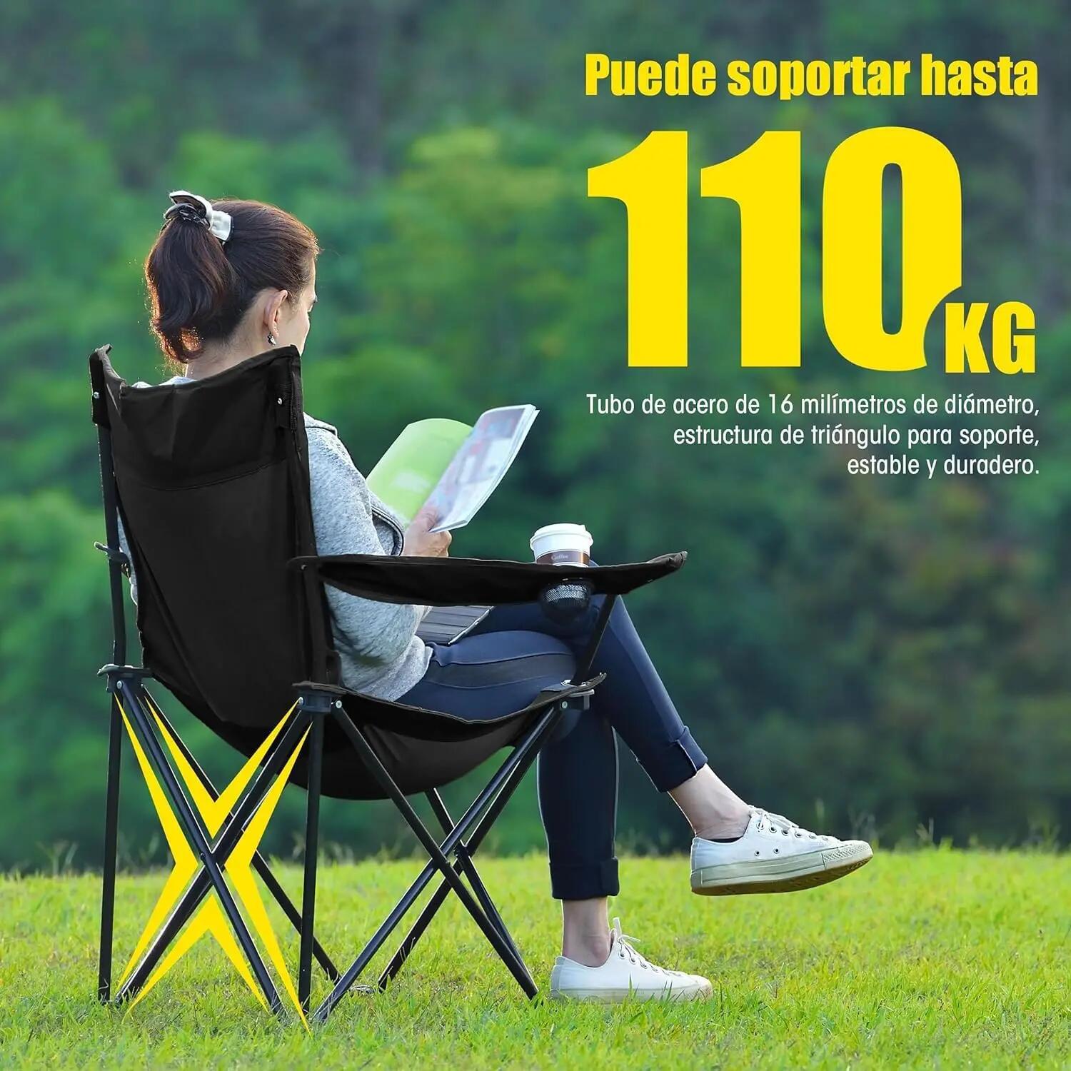 2X Sillas Plegable de Playa. con portavasos portátil, con Bolsa de Transporte 5/7