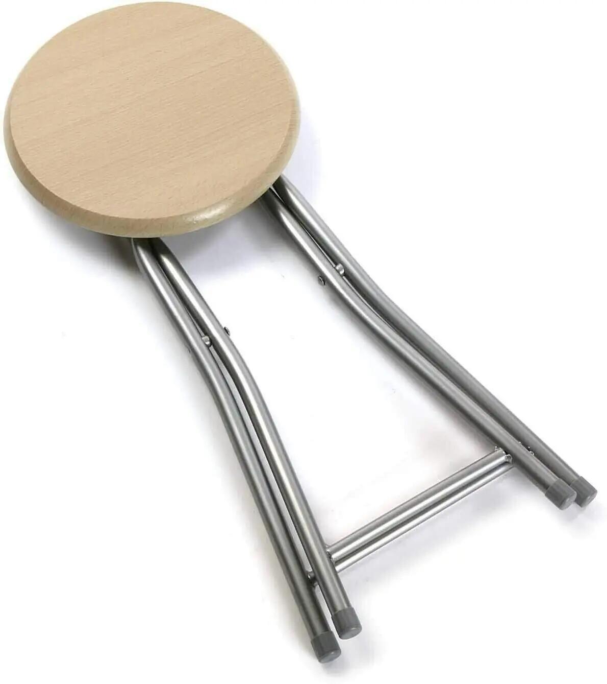 2X TABURETES Plegable DE Metal con Madera Camping 3/4
