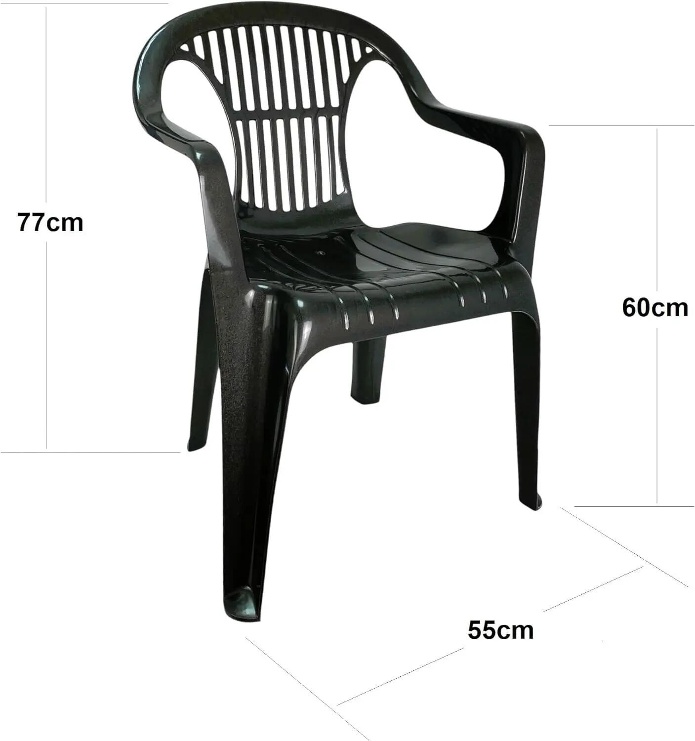 Set de Sillas plasticas para Terraza, Camping, apilables (4X Gris Antracita) 3/7