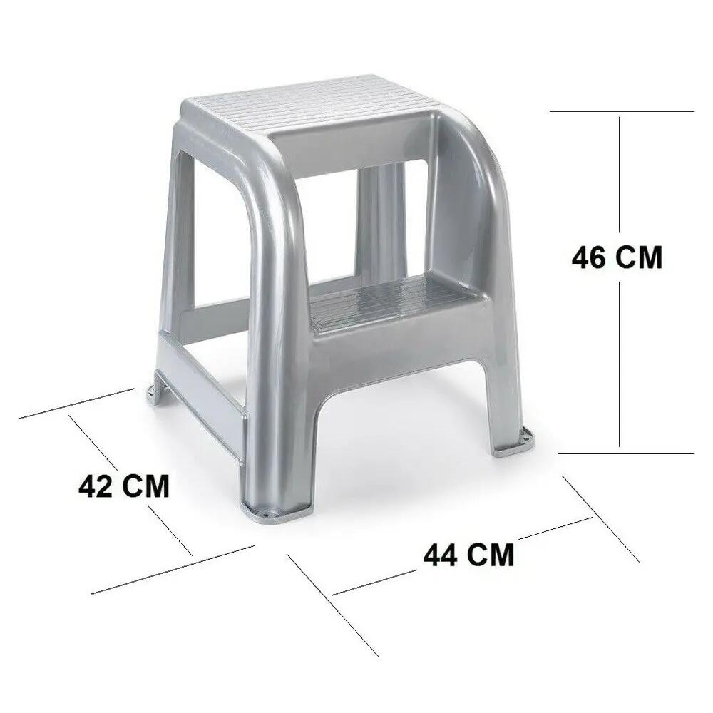 Taburete de plástico con escalón, silla escalera práctica dos escalones 2/2