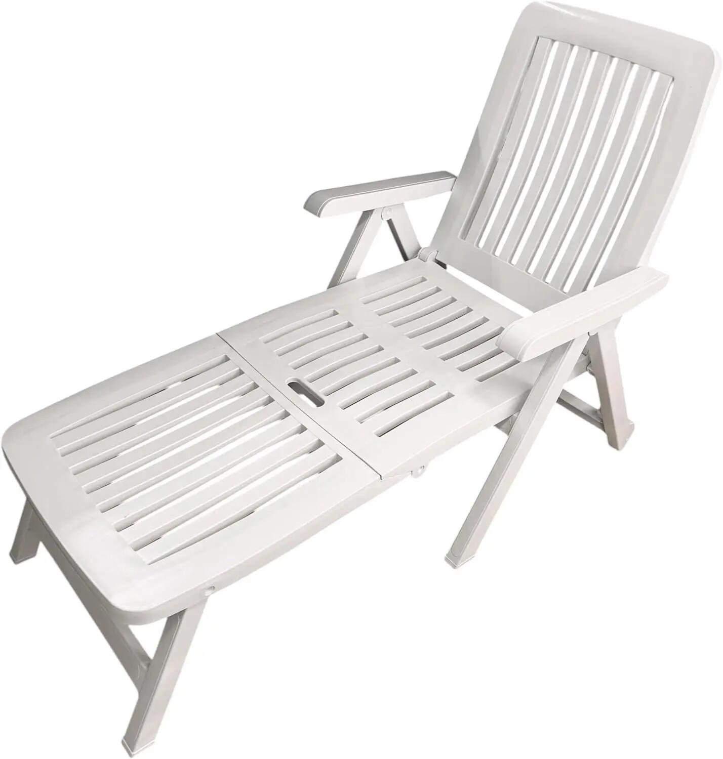 Silla Tumbona Plegable Hamaca 5 Posiciones de Exterior, reclinables de Resina 3/5