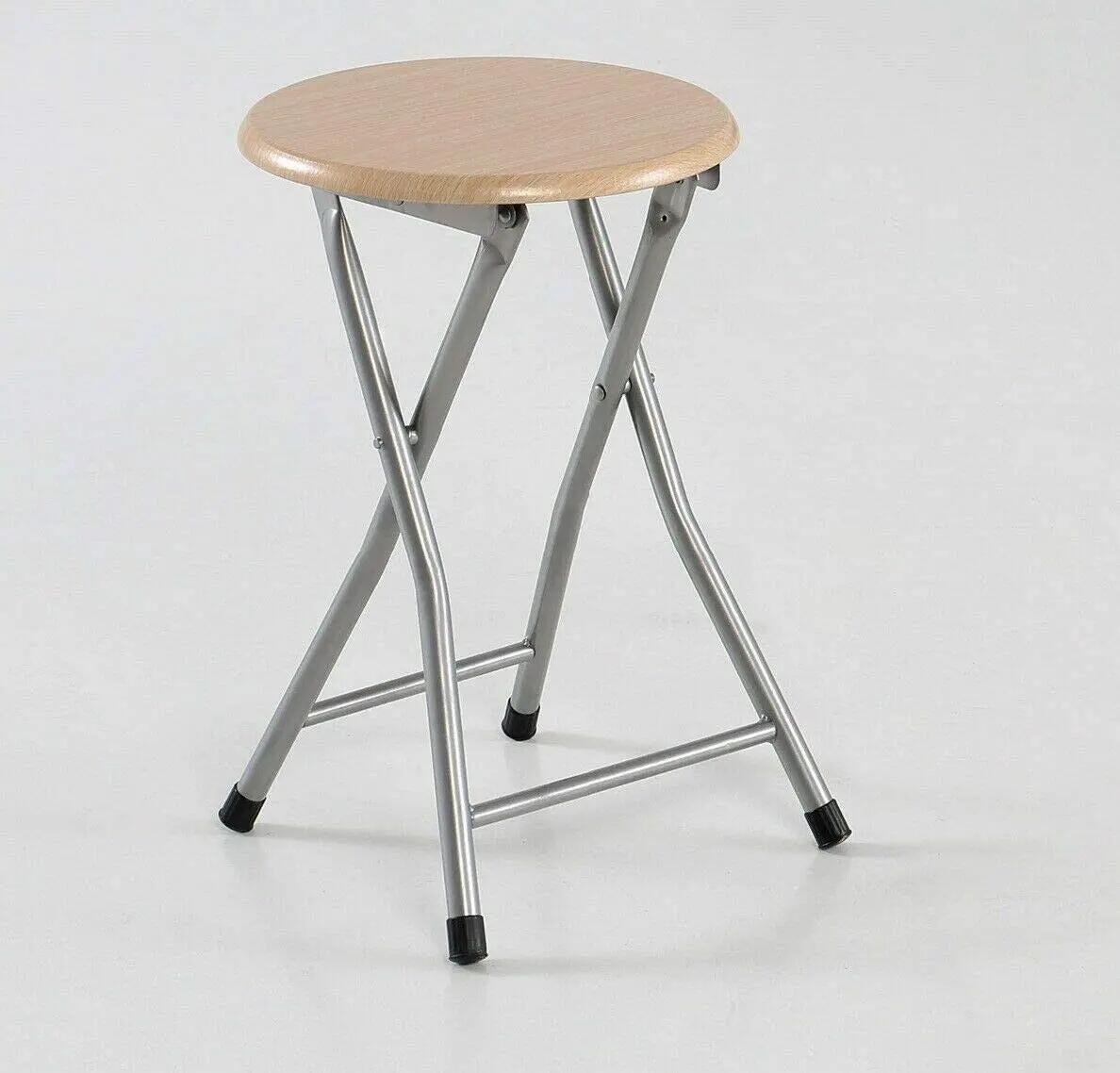 2X TABURETES Plegable DE Metal con Madera Camping 2/4