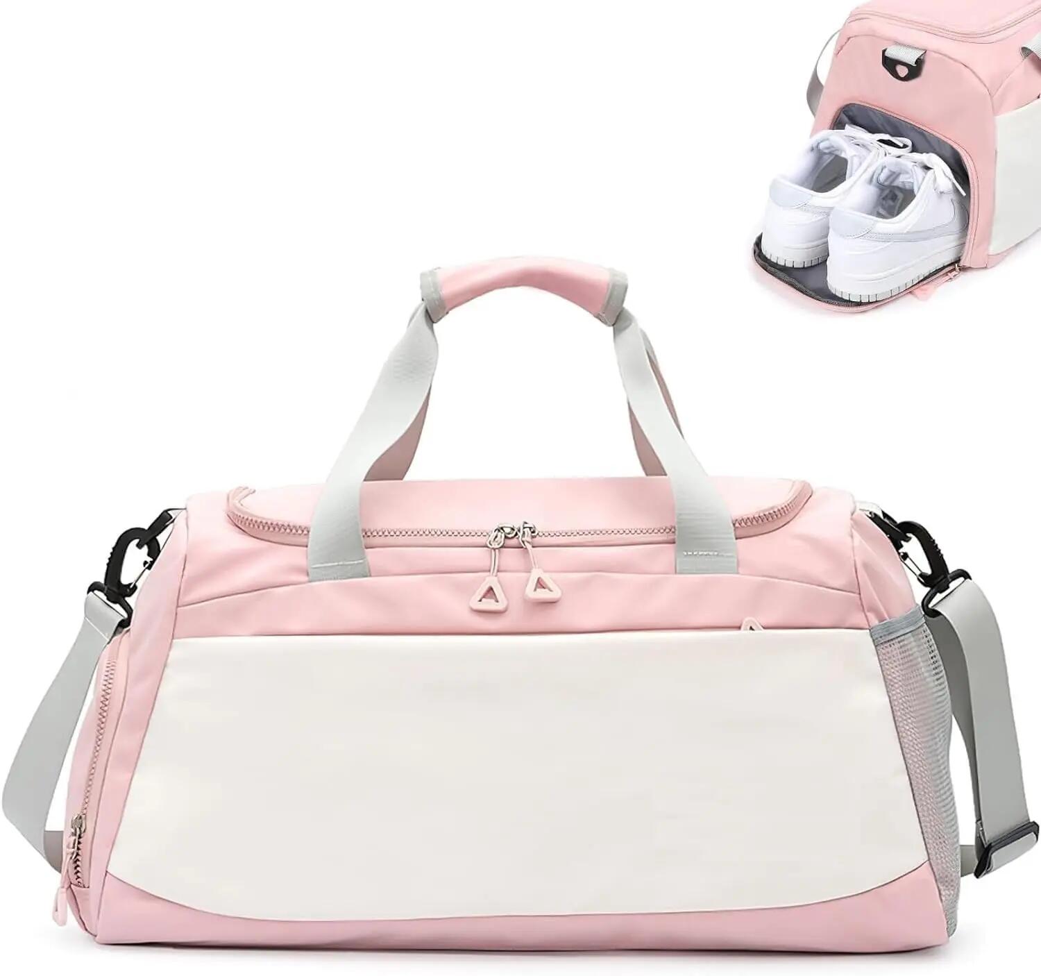 Bolsa com compartimento para calçado, 35L, leve e impermeável (rosa) 6/6