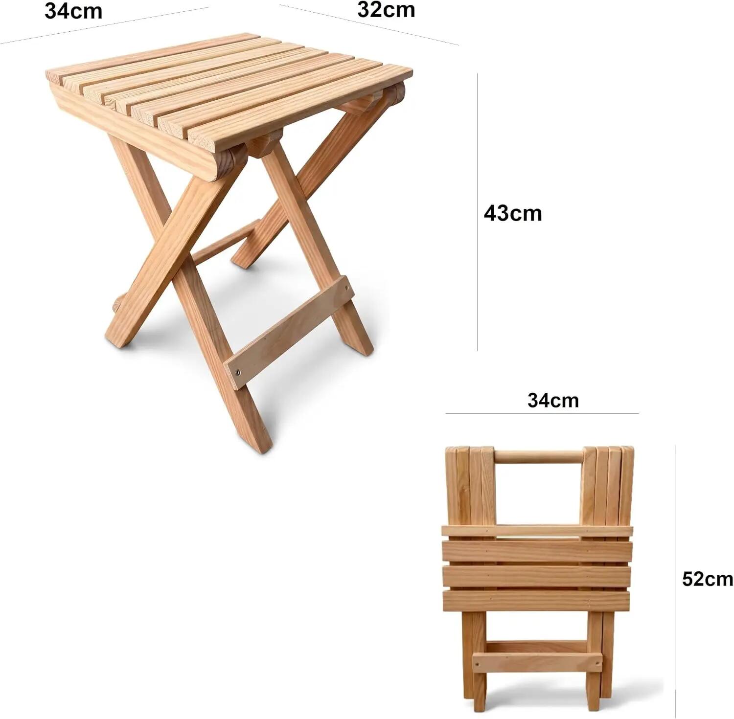Taburete de Madera Plegable, reposapiés, 43,5x34x32 cm (2X unidades) 3/7