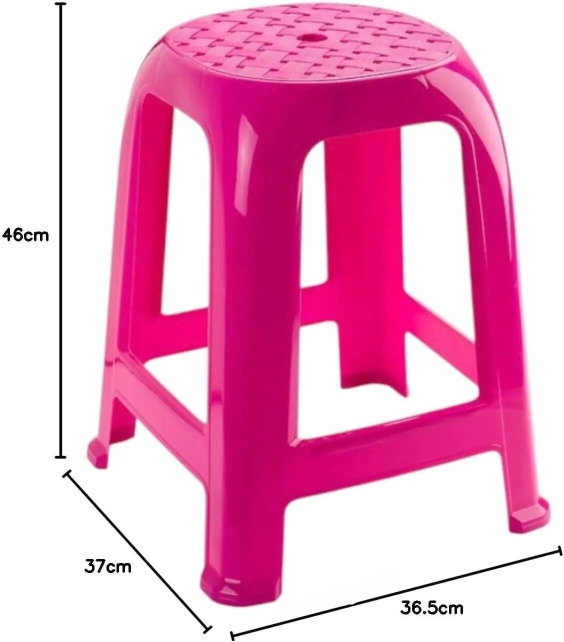 4X Taburete Silla de plástico Asiento apilable Banco jardín Camping  (Fuscia) 2/5