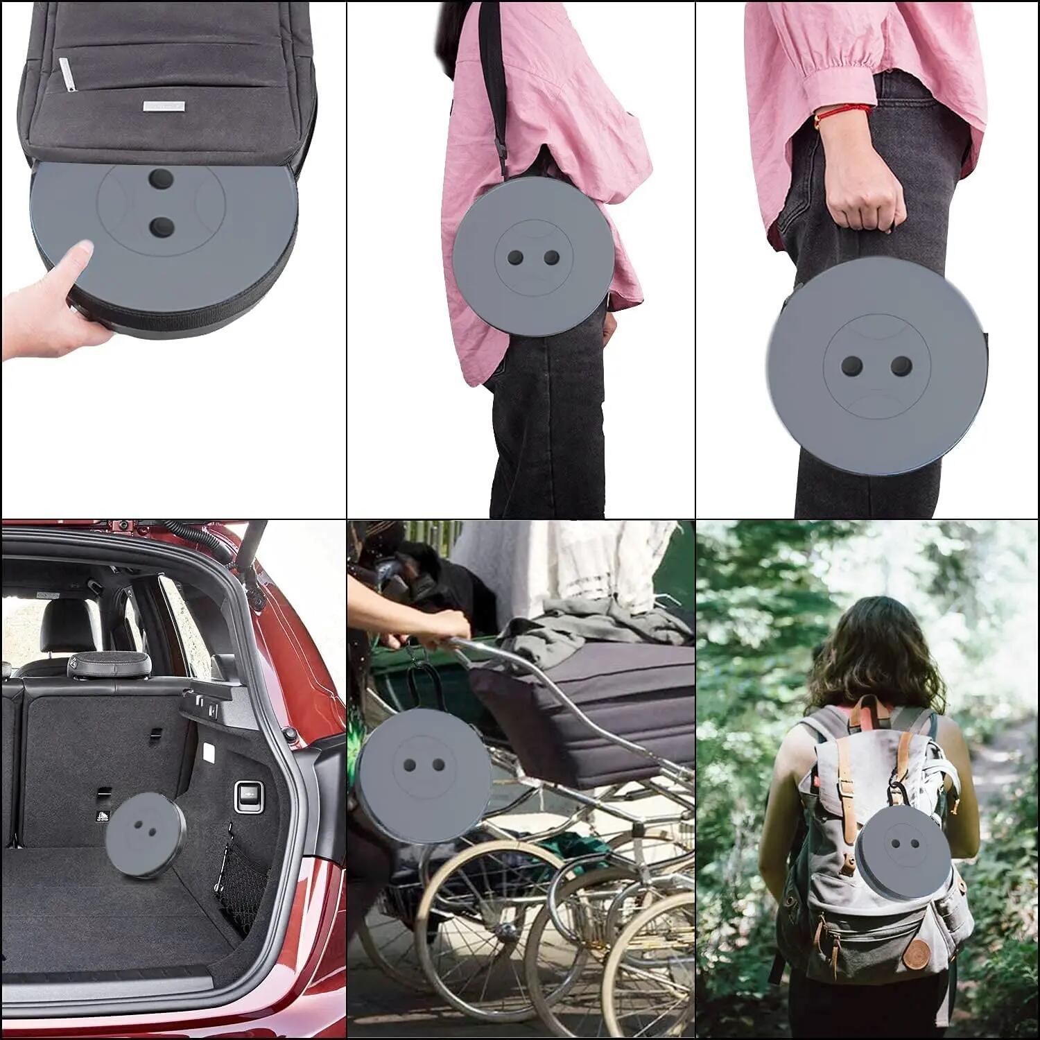 Taburete plegable portátil para camping, altura ajustable redondo Gris 225kg 3/7