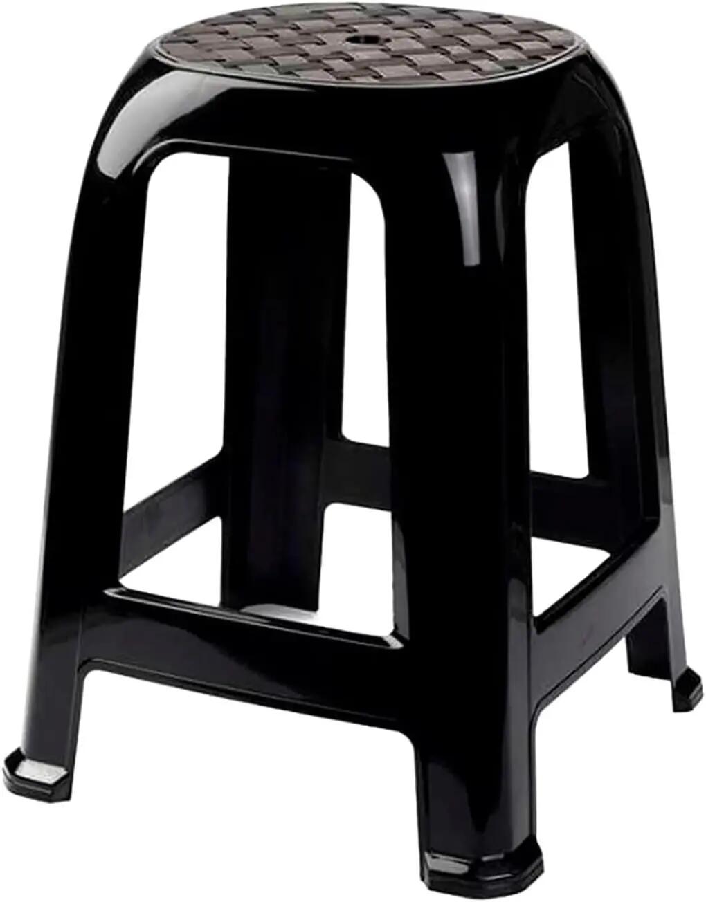 4X Taburete Silla de plástico Asiento apilable Banco jardín Camping  (4X Negro) 4/6