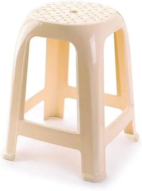 4X Taburete Silla de plástico Asiento apilable Banco jardín Camping  (4X Beige) 4/7