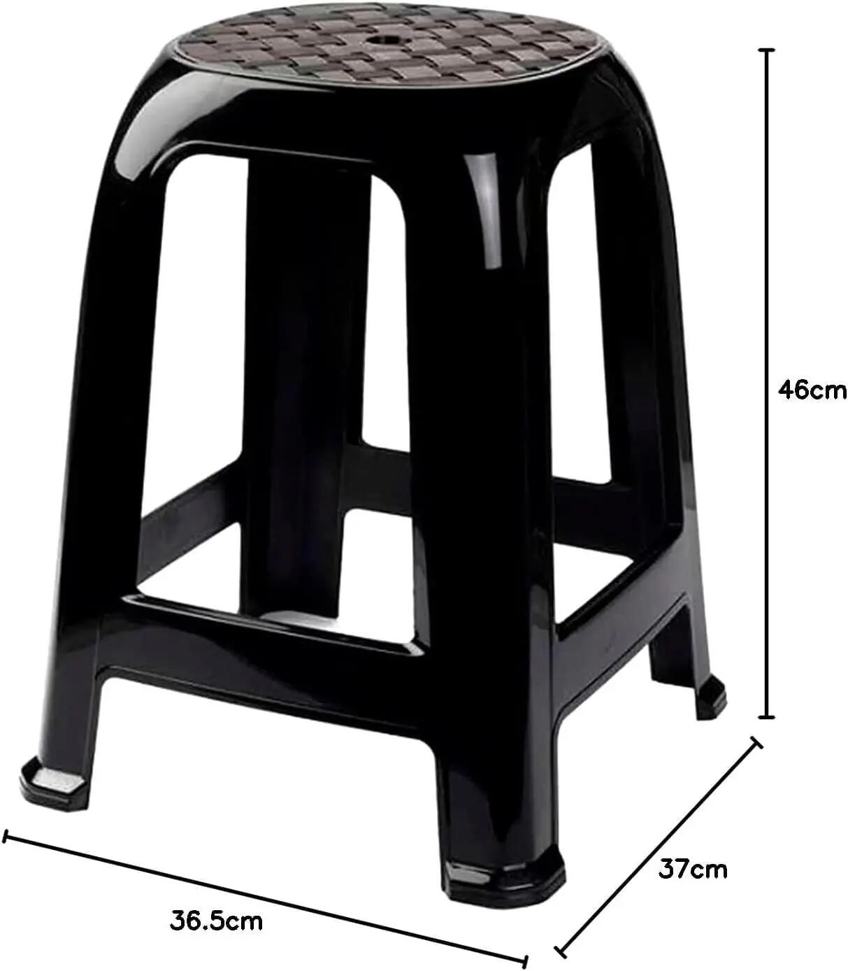 4X Taburete Silla de plástico Asiento apilable Banco jardín Camping  (4X Negro) 3/6