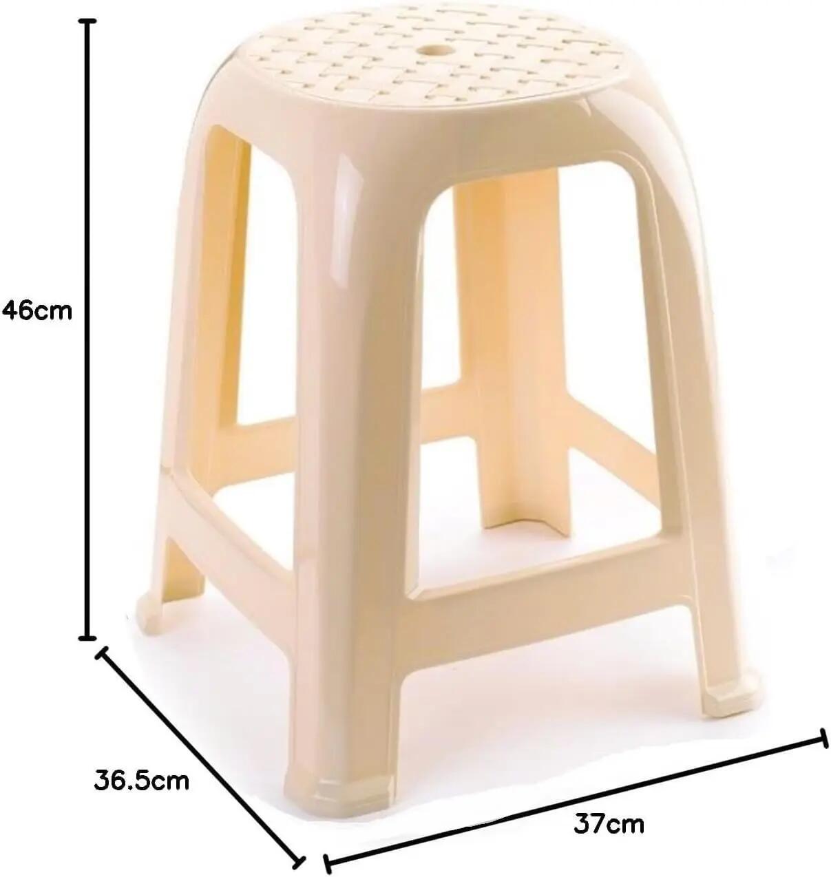 4X Taburete Silla de plástico Asiento apilable Banco jardín Camping  (4X Beige) 3/7