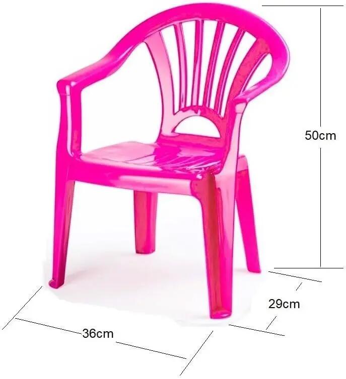 Silla pequeña apilable para Interior y Exterior de plástico (Rosa) 3/3
