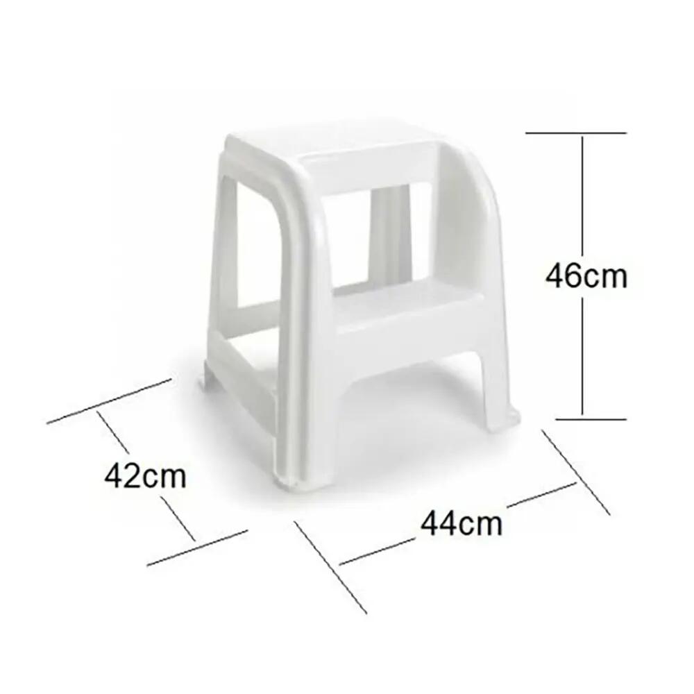 Taburete de plástico con escalón, silla escalera práctica dos escalones 2/2