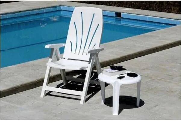Silla Tumbona Plegable 5 Posiciones de Exterior, reclinables de Resina (Blanco) 6/6