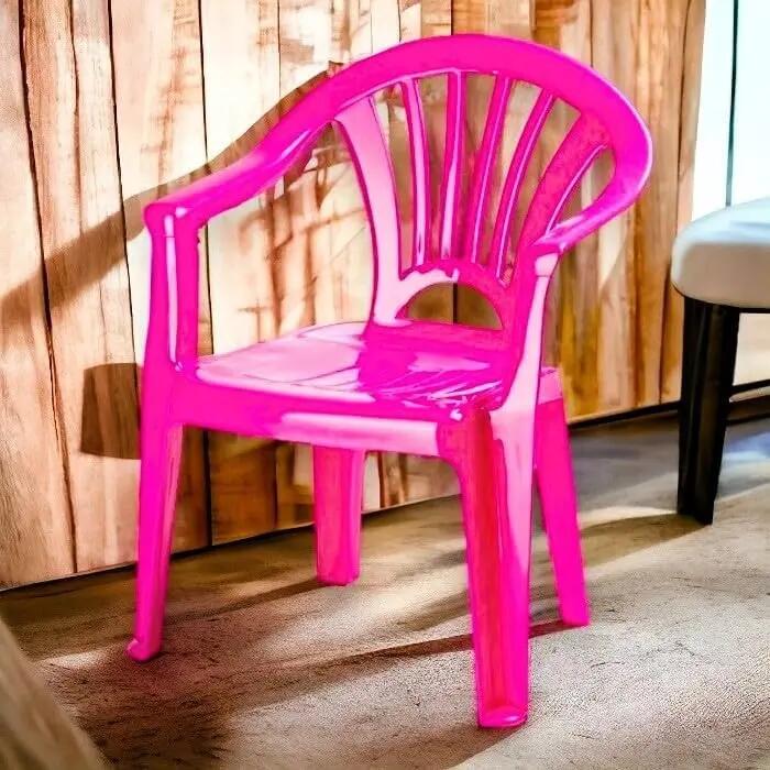 Silla pequeña apilable para Interior y Exterior de plástico (Rosa) 2/3