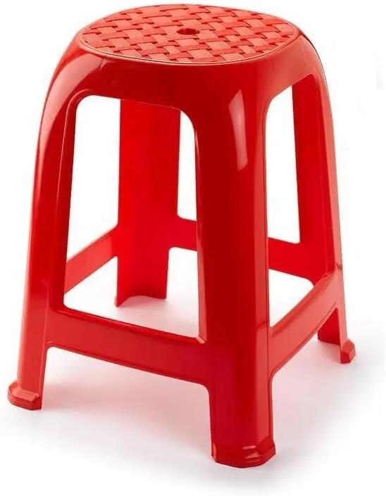 4X Taburete Silla de plástico Asiento apilable Banco jardín Camping  (4X Rojo) 4/7