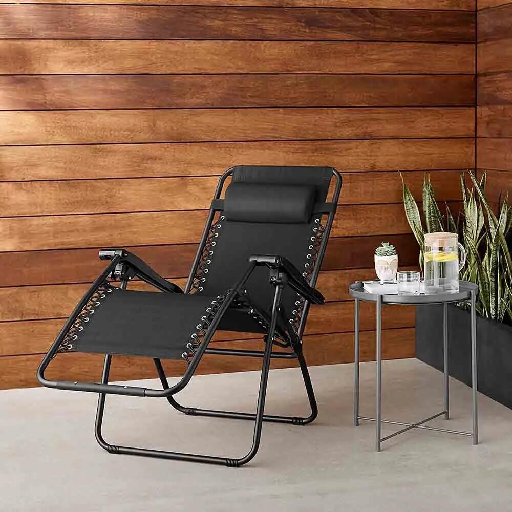 Silla plegable tumbona hamaca Gravedad Cero negra 4/4