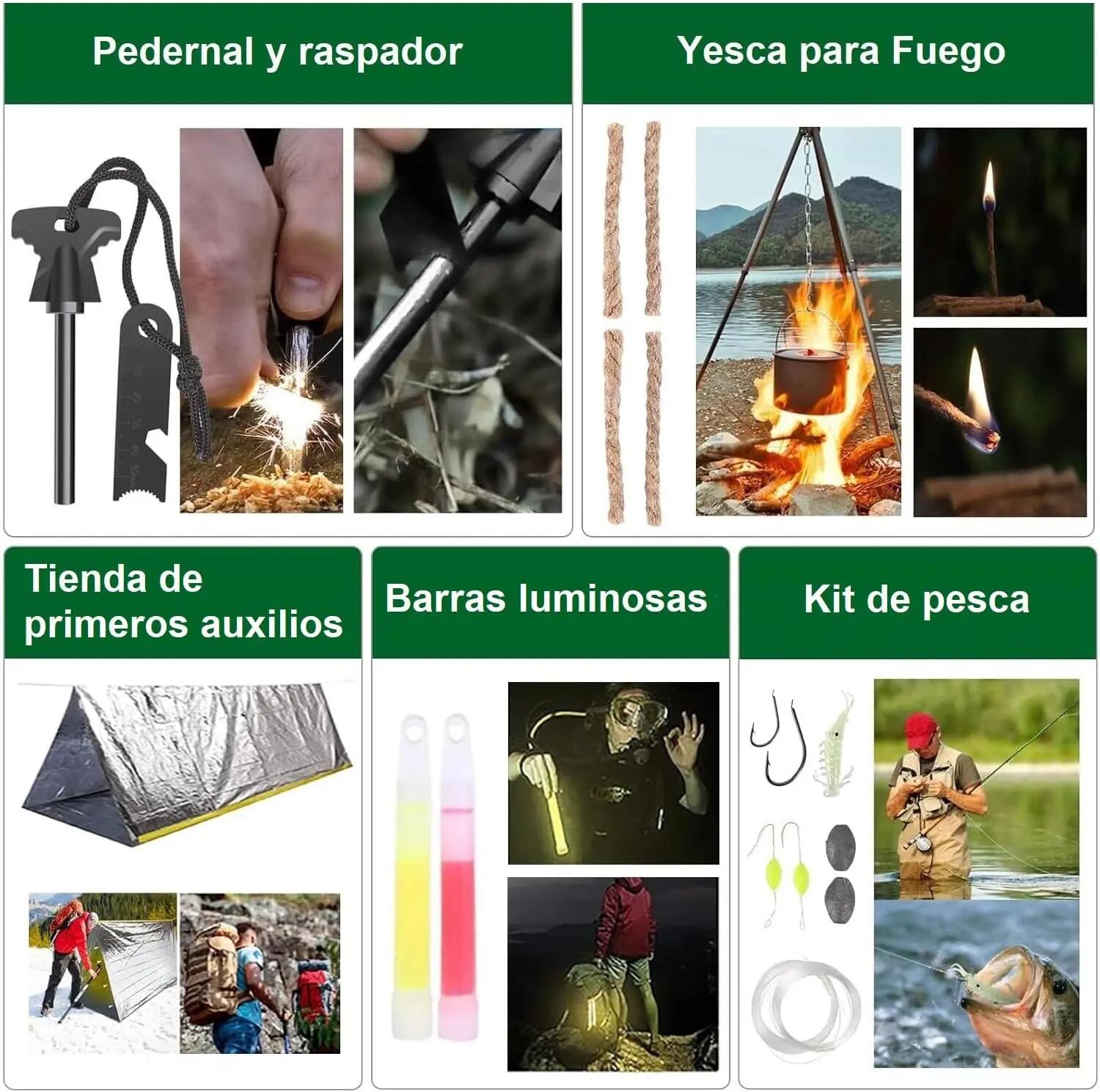 Kit de Sobrevivência Multifuncional com 28 Peças: Martelo e Machado 6/7