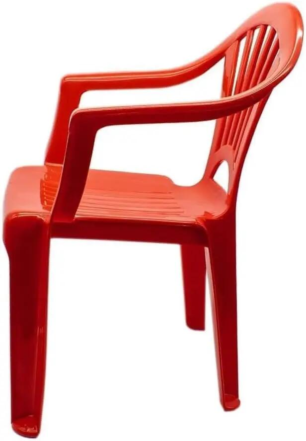 Silla pequeña apilable para Interior y Exterior de plástico, (Rojo) 3/4