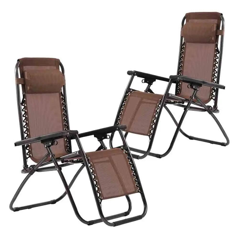 Silla plegable tumbona hamaca Gravedad Cero Marrón 2/6