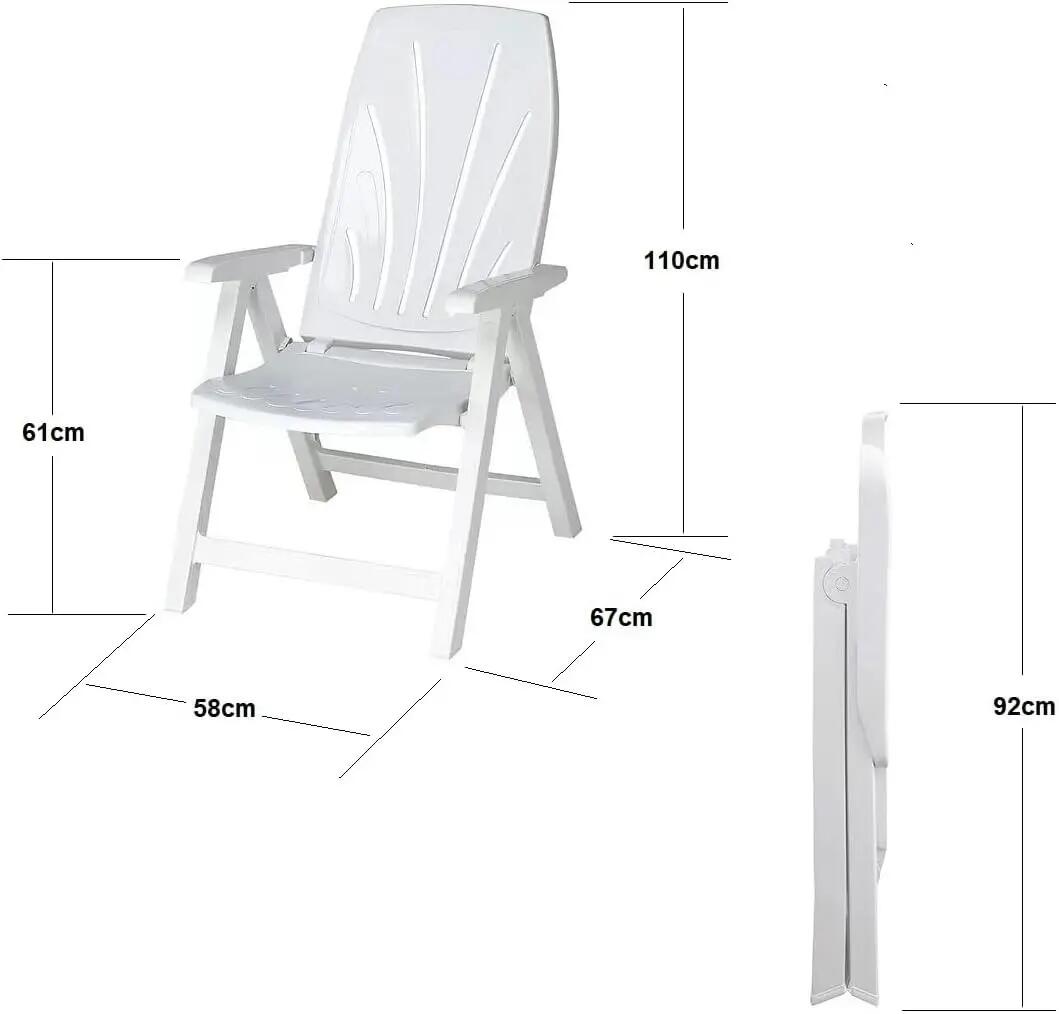 Silla Tumbona Plegable 5 Posiciones de Exterior, reclinables de Resina (Blanco) 3/6