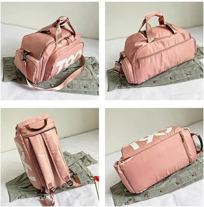 Bolsa Mochila de Gimnasio Deportiva Bolso Impermeable color Rosa 2/5