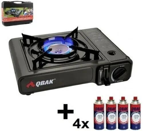 Cocina hornillo a gas portátil 1 quemador estufa camping gas + 4 Cartuchos 227gr 2/6