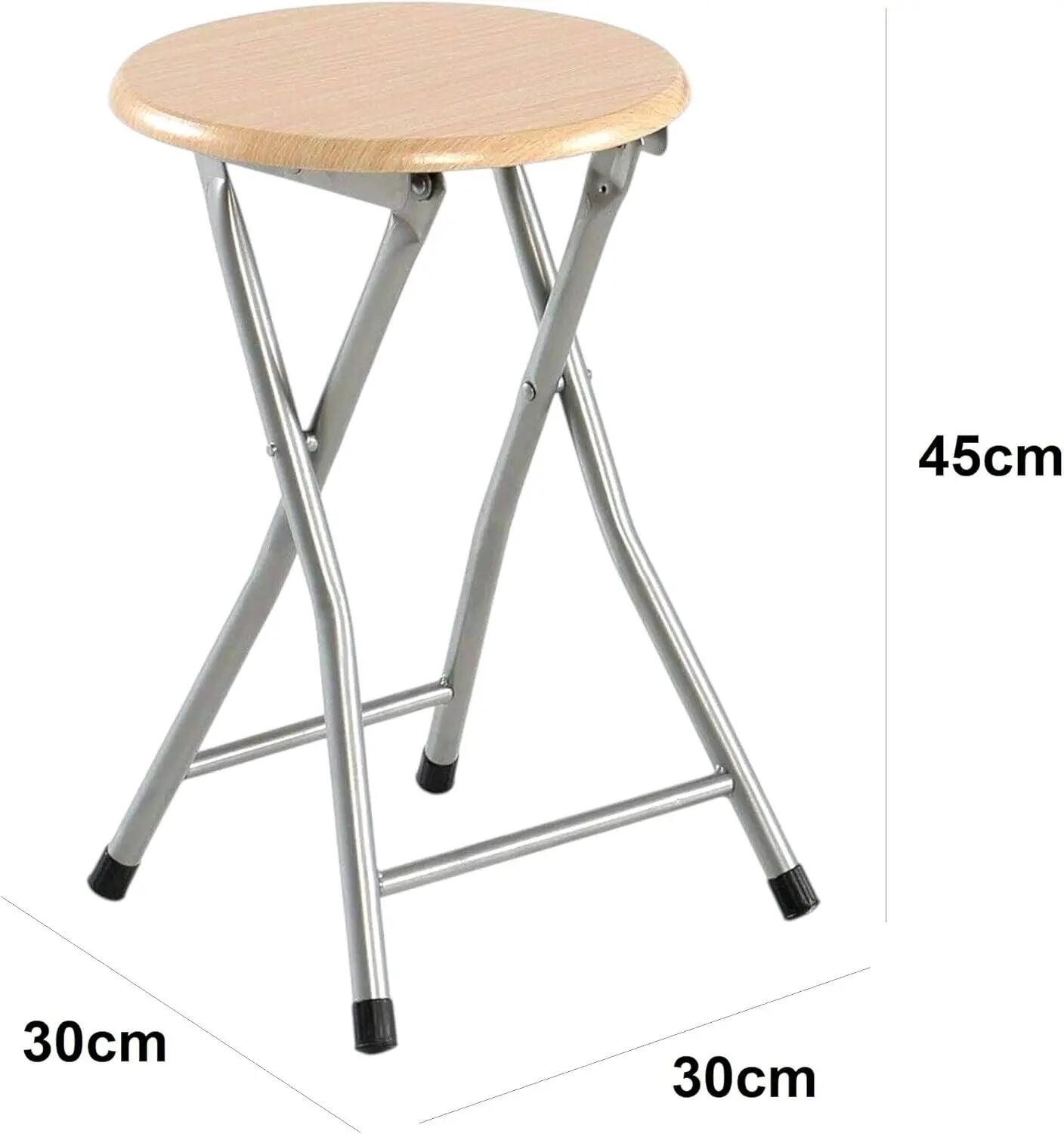 2X Taburete metalico y Madera Plegable con Reposapiés Silla 3/7