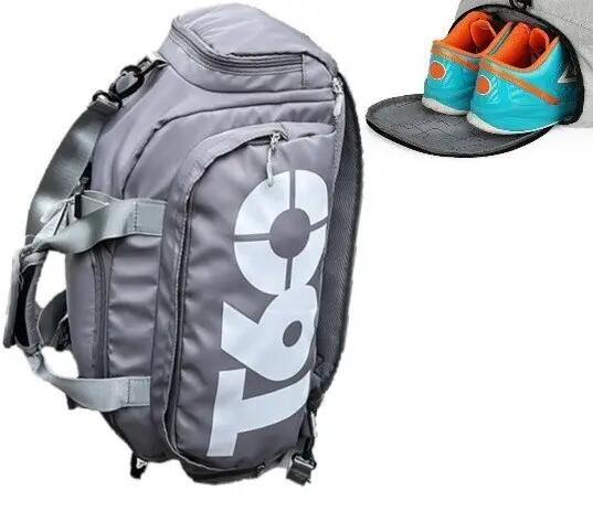 Bolsa mochila de gimnasio deportiva impermeable. Espacio para zapatos, Gris 7/7