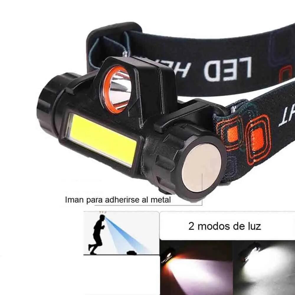 Lanterna de cabeça LED XPE T6 + holofote recarregável à prova de água LED COB 4/6