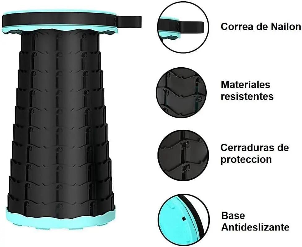 Taburete Plegable portátil, Ajustable Redondo 180kg (Verde Agua) 3/5