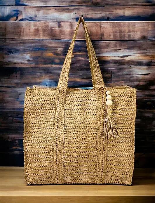 Bolso de hombro tejido a mano con paja ratán cartera Bandolera Crossbody 5/7