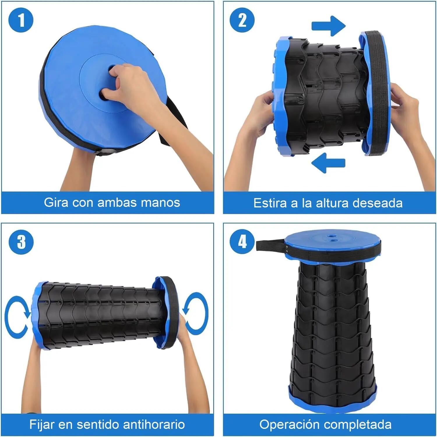 Taburete Plegable portátil para Camping, Ajustable Redondo 180kg 6/6