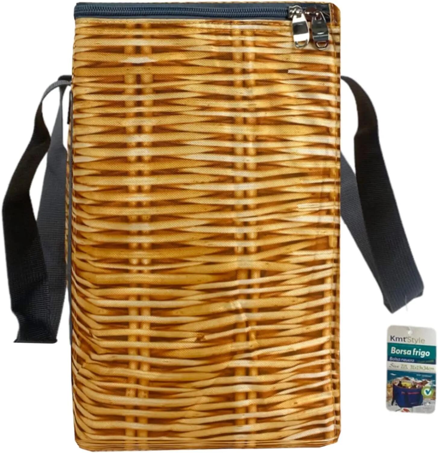 Bolsa térmica isolada, cooler para campismo, refrigerador térmico, rattan 4/6
