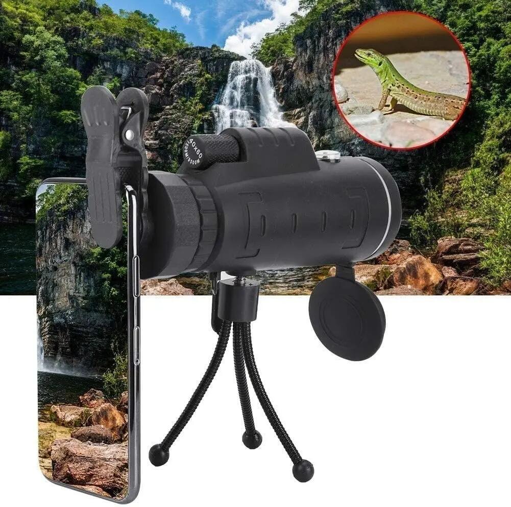 Prismaticos, Telescopio monocular 40 x 60 FMC BAK4, Soporte movil y trípode 3/7