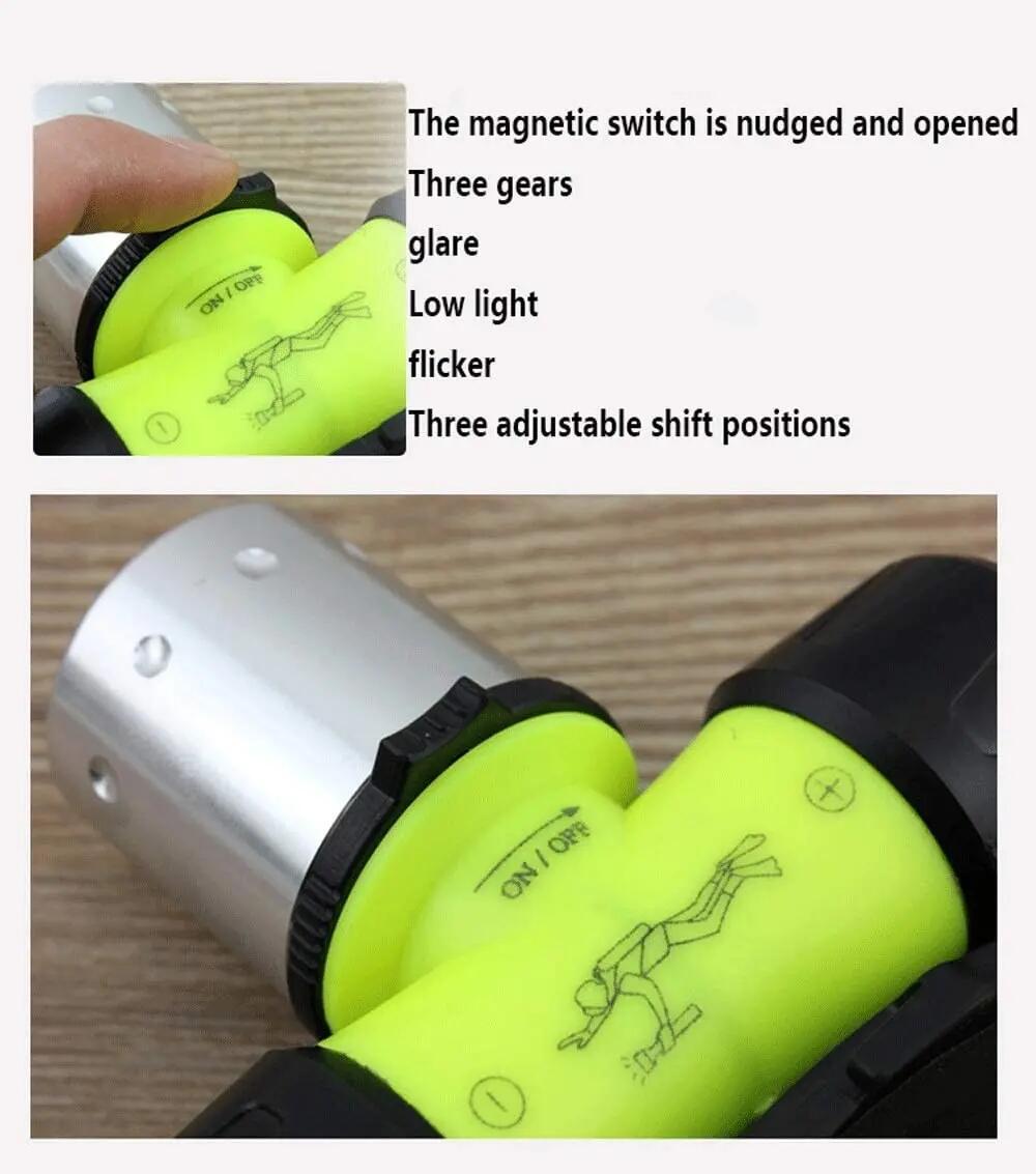 Linterna del Faro LED Linterna de Buceo Resplandor Recargable 5/7