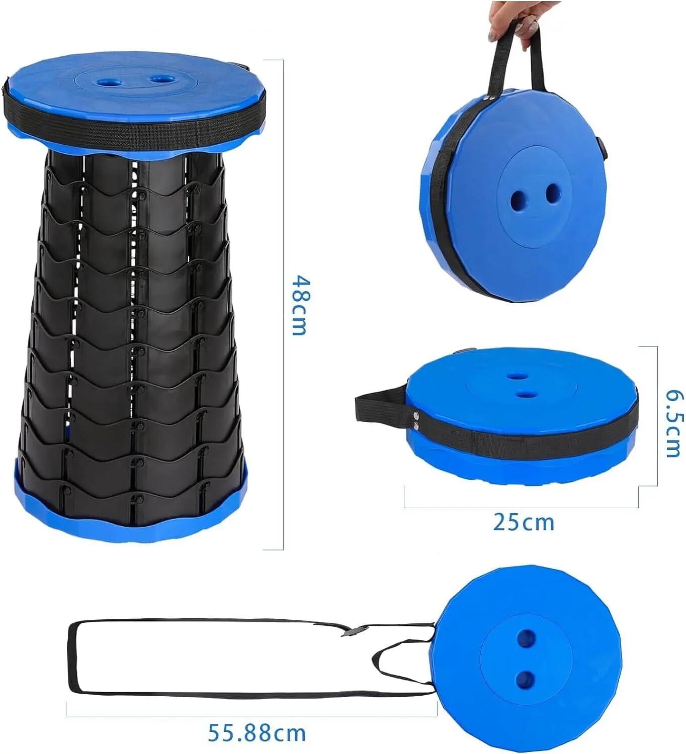 Taburete Plegable portátil para Camping, Ajustable Redondo 180kg 3/6