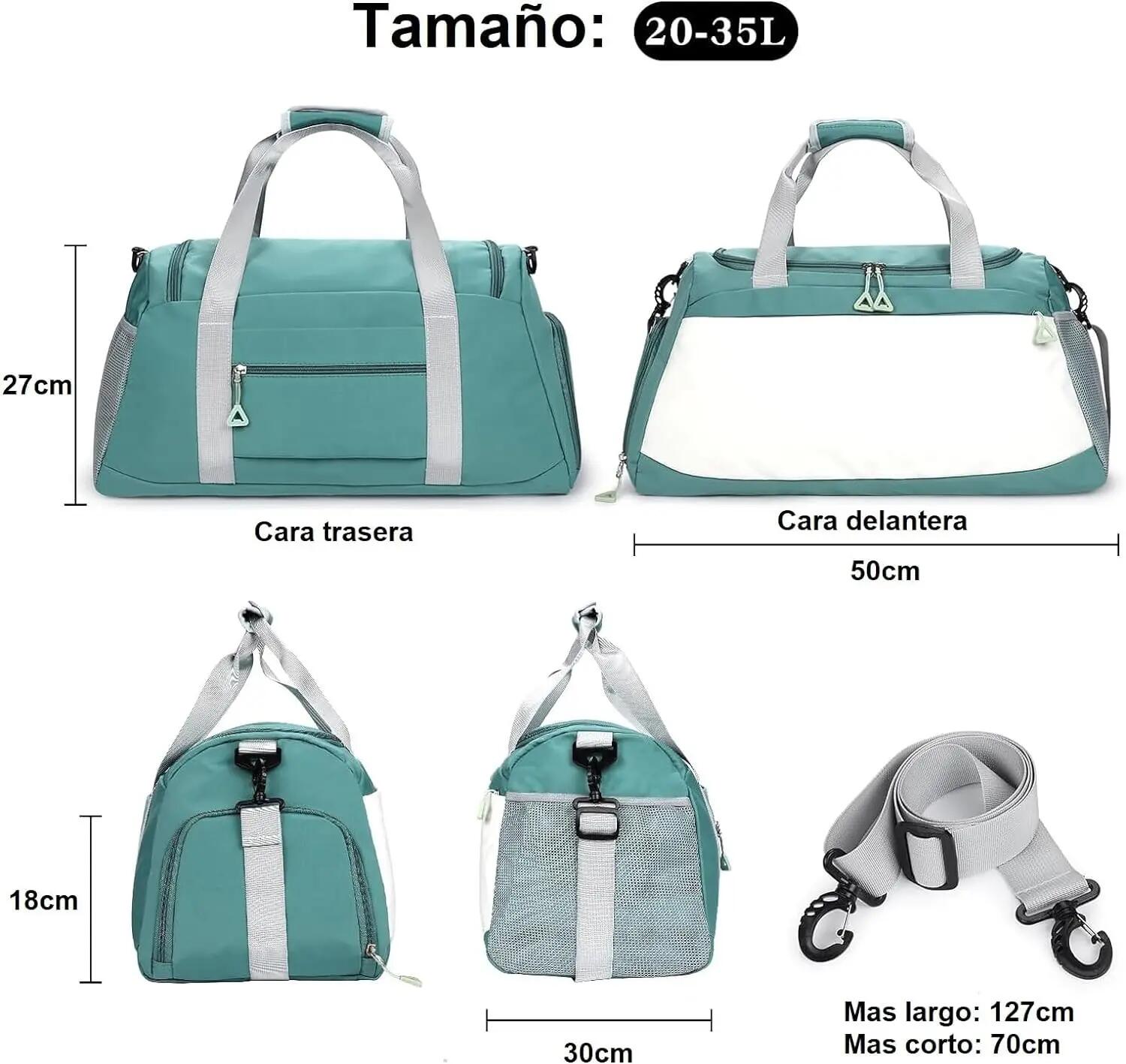 Saco de desporto compartimento para calçado, grande, 35L, impermeável (verde) 5/7