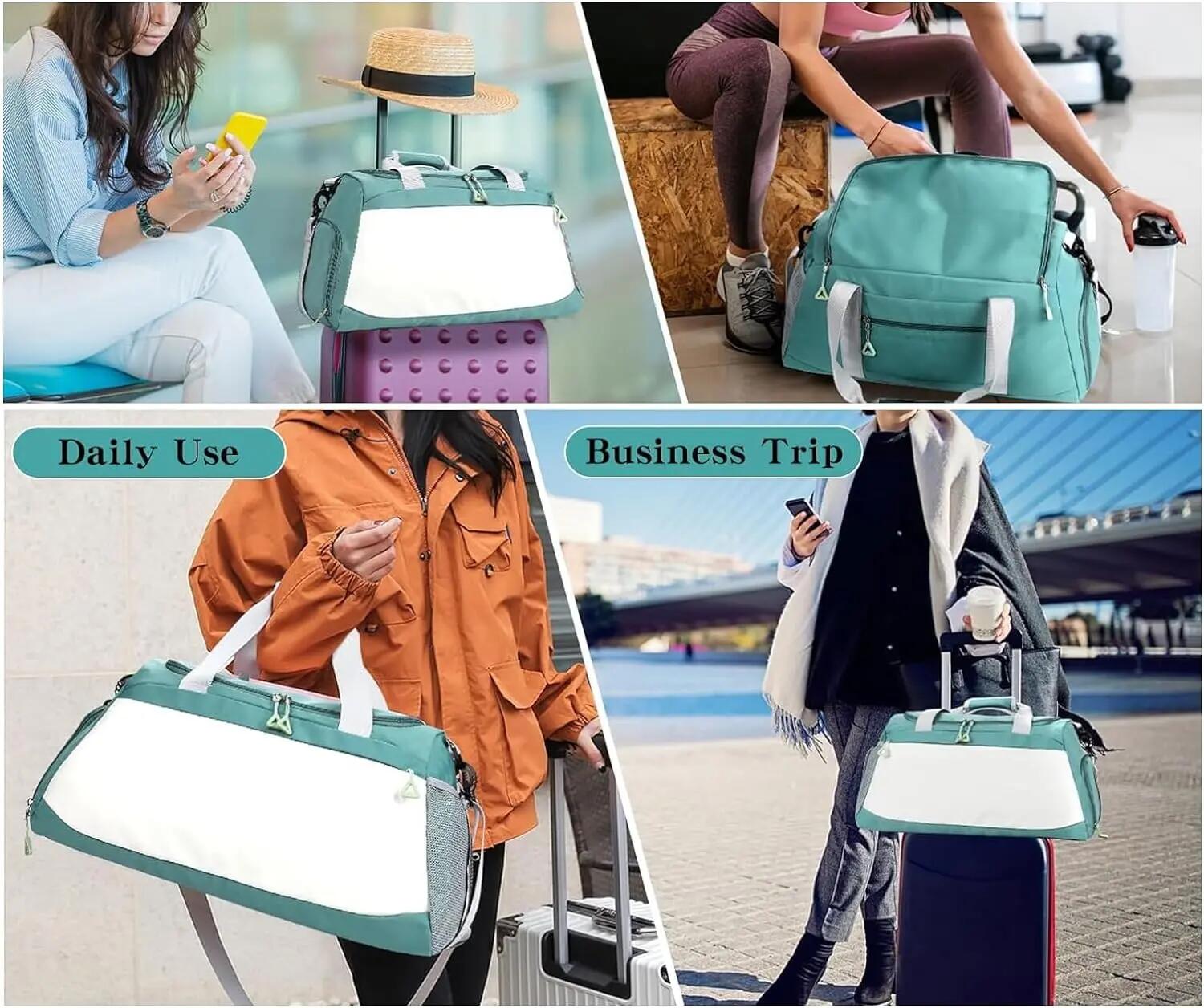 Saco de desporto compartimento para calçado, grande, 35L, impermeável (verde) 4/7