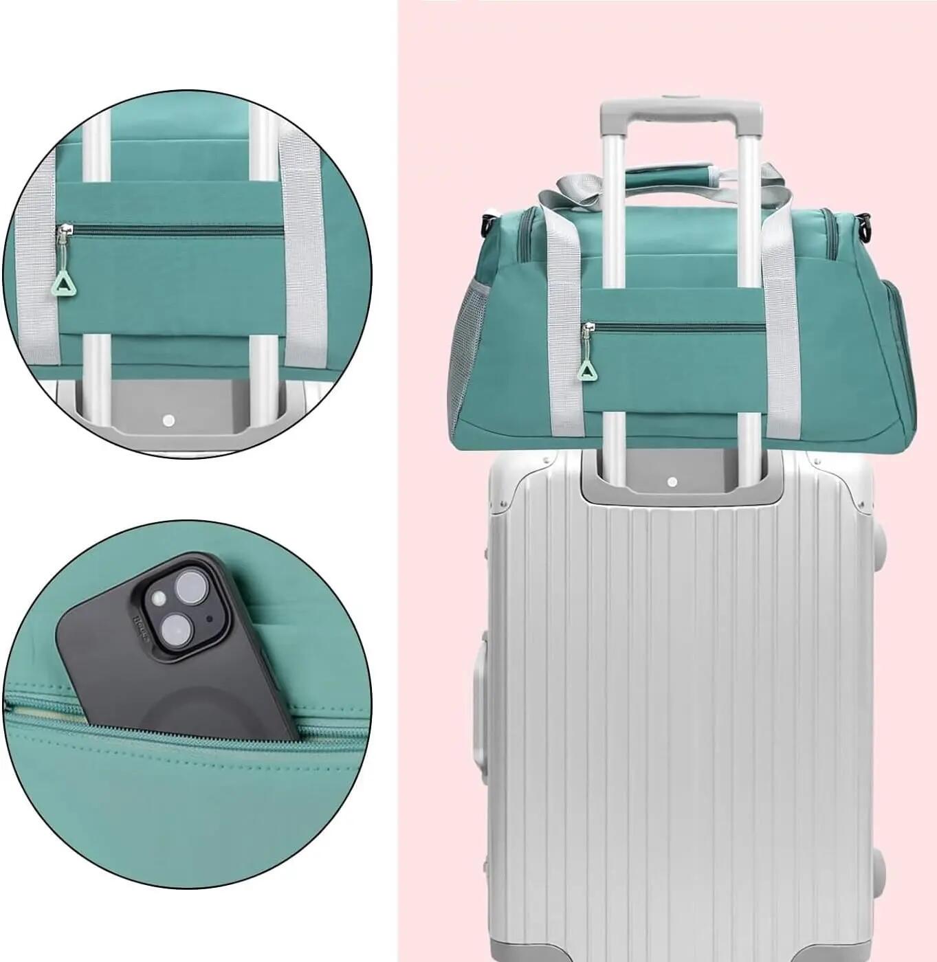 Saco de desporto compartimento para calçado, grande, 35L, impermeável (verde) 3/7
