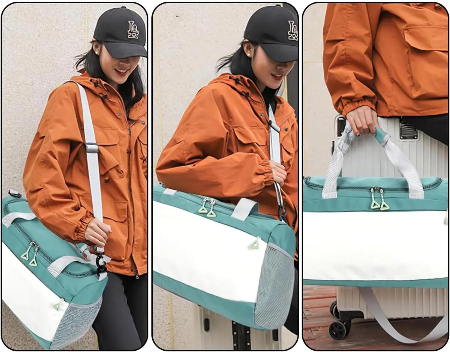 Saco de desporto compartimento para calçado, grande, 35L, impermeável (verde) 2/7
