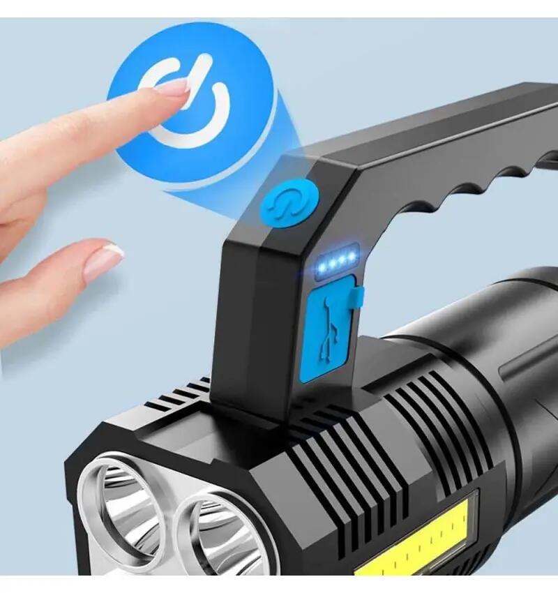 Linterna de mano con luz 4x LED Q5 CREE + COB Recargable lampara USB 6/7