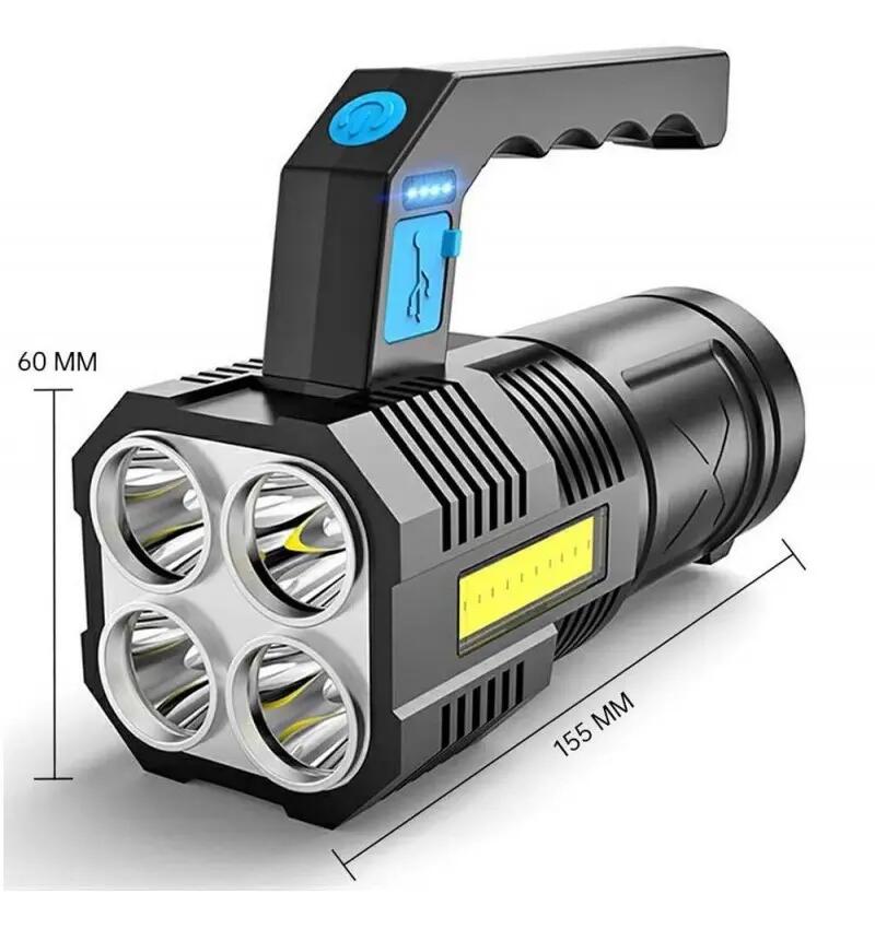 Linterna de mano con luz 4x LED Q5 CREE + COB Recargable lampara USB 4/7
