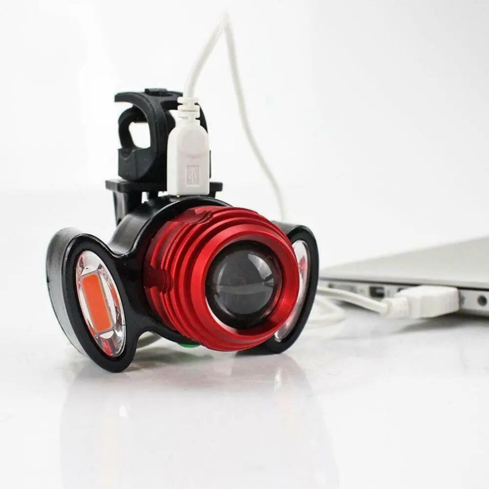 Linterna Frontal Recargable luz LED ML T6 + 2X COB zoom ajustable Impermeable 4/7
