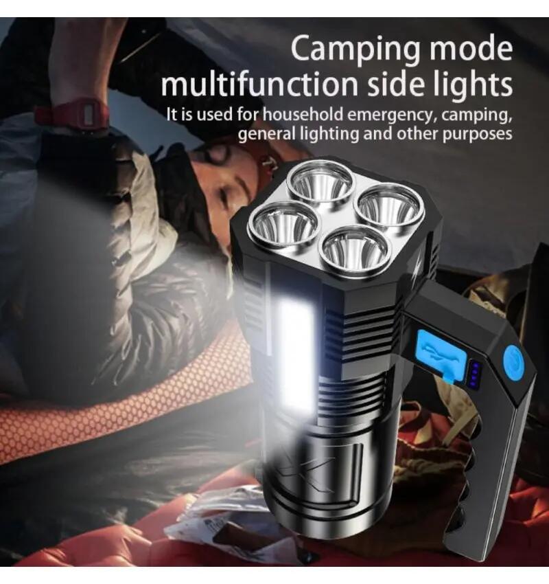 Linterna de mano con luz 4x LED Q5 CREE + COB Recargable lampara USB 3/7